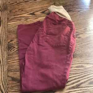 Red maternity jeans
